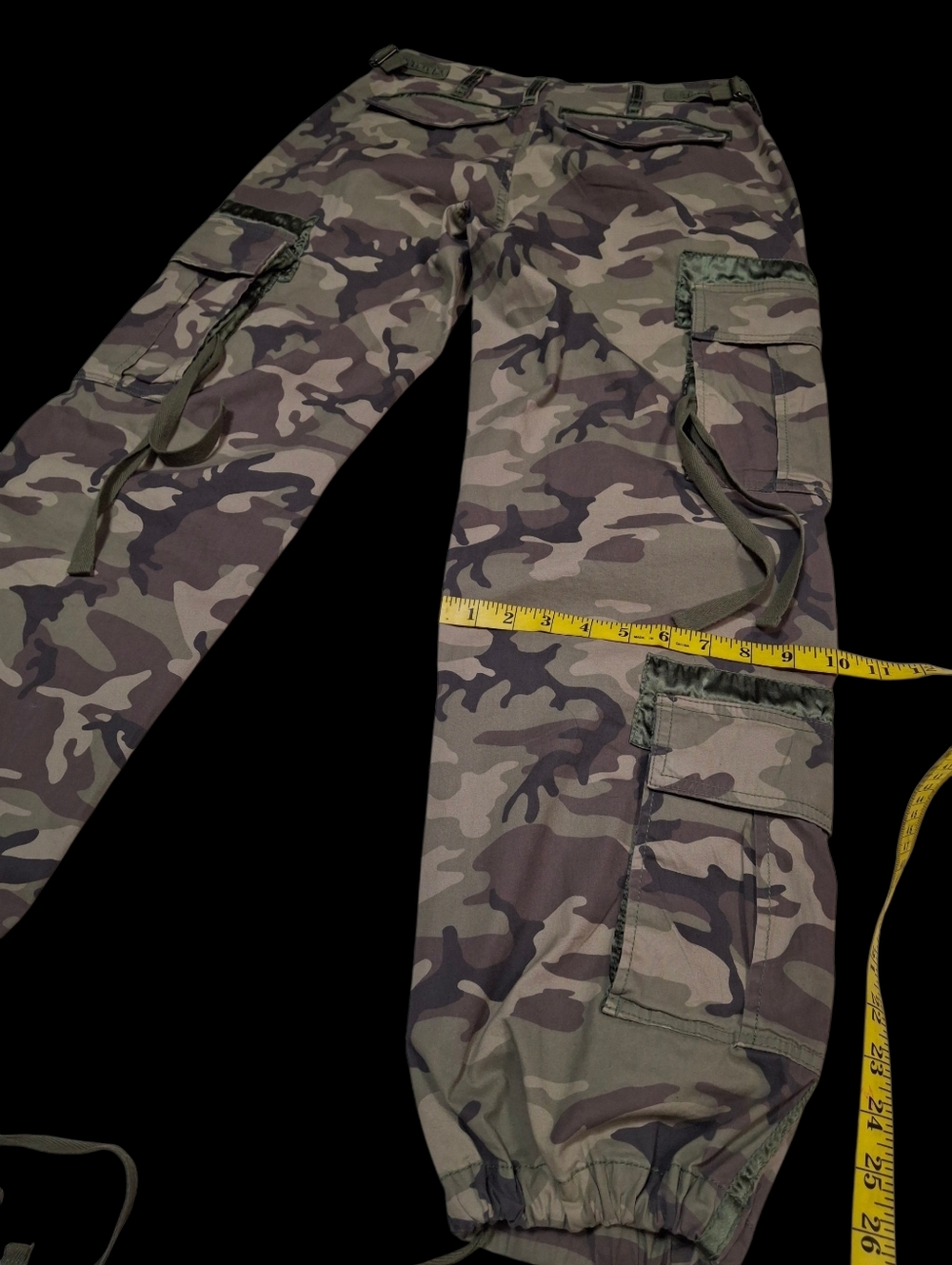 Vintage Y2K Abercrombie & Fitch Green Camo Cargo Utility Pants Women Size 27 - Picture 14 of 16